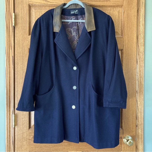 Nice Vintage Lady Suzette Navy Wool Coat Plus Size - Picture 1 of 9